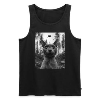 alienCat - Ovni birman selfie extraterrestre - Débardeur bio Premium Homme - noir - Devant - Michal (187cm)
