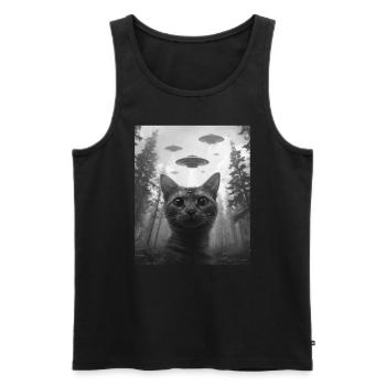 Cat - Alien Selfie Burmilla UFO - Men's Premium Organic Tank Top - black - Front - Michal (187cm)