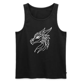 Line Art Papa Maman - Dragon - Débardeur bio Premium Homme - noir - Devant - Michal (187cm)