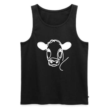 Line Art Papa Maman Vache - Black Angus - Débardeur bio Premium Homme - noir - Devant - AI Model Male 178 light (178cm)