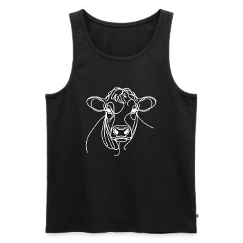 Linie Art Dad Mama Kuh - Charolais - Männer Premium Bio Tank Top - Schwarz - Vorne - Michal (187cm)