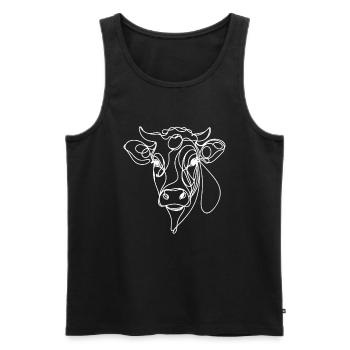Linie Art Dad Mama Kuh - Limousin - Männer Premium Bio Tank Top - Schwarz - Vorne - AI Model Male 178 light (178cm)