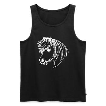 Line Art Papa Maman - Poney Shetland - Débardeur bio Premium Homme - noir - Devant - AI Model Male 178 light (178cm)