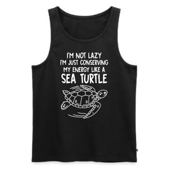 Économie d’énergie pour les tortues - Océan - Débardeur bio Premium Homme - noir - Devant - AI Model Male 178 light (178cm)