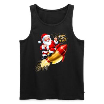 Réveillon du Nouvel An Fusée Feux d’artifice Bonne Année Père Noël - Débardeur bio Premium Homme - noir - Devant - AI Model Male 178 light (178cm)