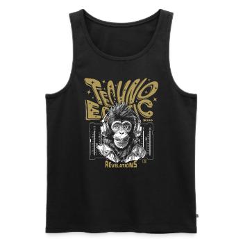 Urban Streetwear T-Shirt: Affe im Techno-Fieber - Männer Premium Bio Tank Top - Schwarz - Vorne - AI Model Male 178 light (178cm)