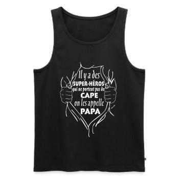 Super-Héros Cape Papa - Débardeur bio Premium Homme - noir - Devant - Michal (187cm)