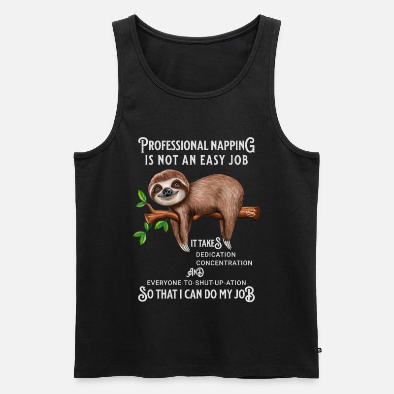 Faultier Witziger Spruch Bürohumor - Männer Premium Bio Tank Top - Schwarz