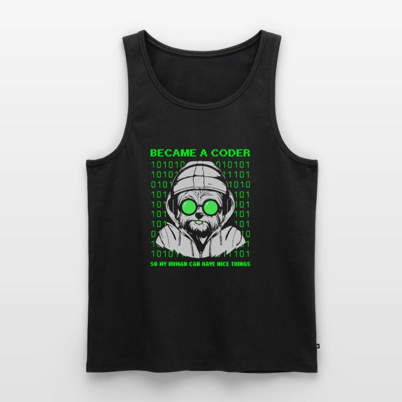 Became a Coder – Cyber Dog Binary Männer Premium Bio Tank Top