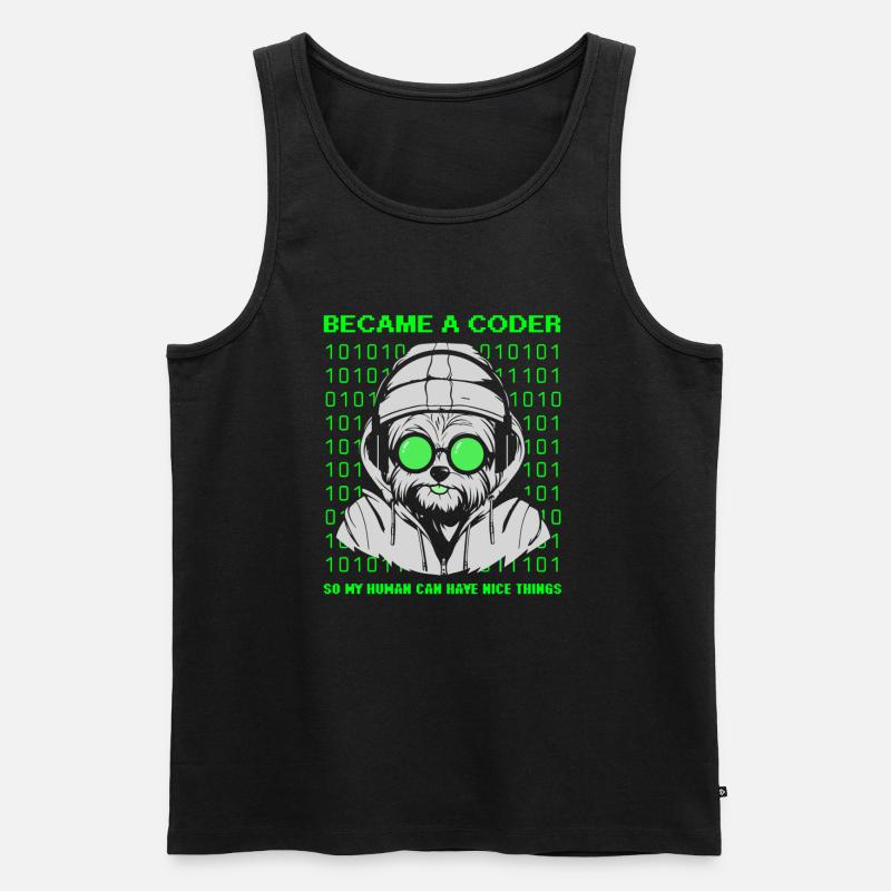 Became a Coder – Cyber Dog Binary - Men's Premium Organic Tank Top - black