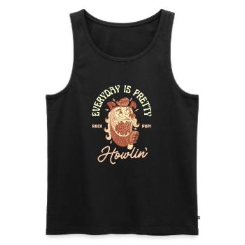 Everyday is Pretty Howlin' – Rockabilly Dog - Men's Premium Organic Tank Top - black - Front - AI Model Male 178 light (178cm)