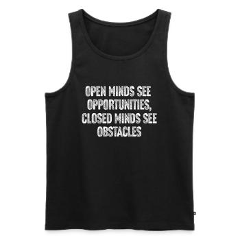 Open Minds Inspire Opportunities - Débardeur bio Premium Homme - noir - Devant - AI Model Male 178 light (178cm)
