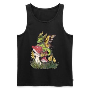 Forest Dragon on Toadstool Cute Butterfly - Men's Premium Organic Tank Top - black - Front - AI Model Male 178 light (178cm)