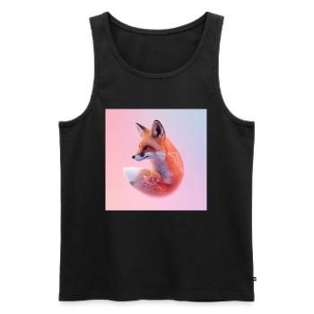 Pastel geometric neon fox - Men's Premium Organic Tank Top - black - Front - AI Model Male 178 light (178cm)