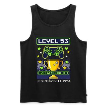 1973 Level 53 Unlocked Gamer Birthday Vintage - Men's Premium Organic Tank Top - black - Front - Michal (187cm)