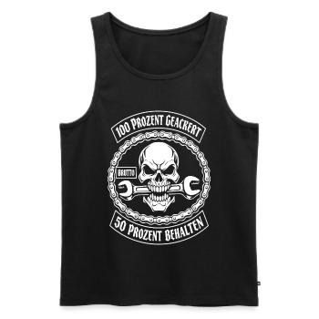 100 Prozent Geackert 50 Prozent Behalten - Männer Premium Bio Tank Top - Schwarz - Vorne - AI Model Male 178 light (178cm)