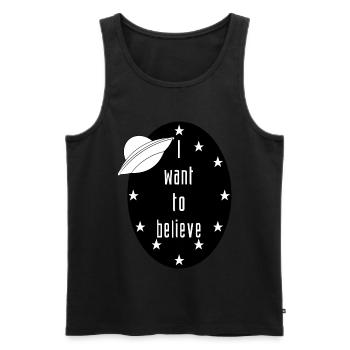 I want to believe | Funny UFO Space Design - Männer Premium Bio Tank Top - Schwarz - Vorne - AI Model Male 178 light (178cm)