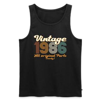 Cadeau original vintage 1986 36ème anniversaire - Débardeur bio Premium Homme - noir - Devant - Michal (187cm)