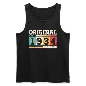 90e anniversaire hommes Original avril Vintage 1934 - Débardeur bio Premium Homme - noir - Devant - Michal (187cm)