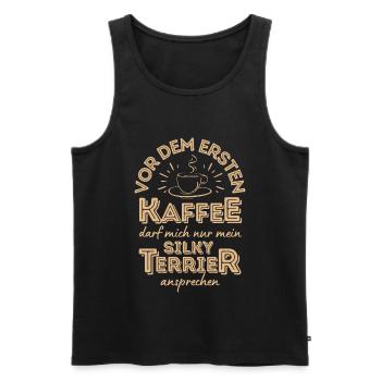 Silky Terrier Kaffee Hund Cafe - Männer Premium Bio Tank Top - Schwarz - Vorne - Michal (187cm)