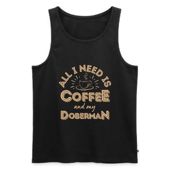 Doberman Coffee Dog Cafe - Men's Premium Organic Tank Top - black - Front - Michal (187cm)