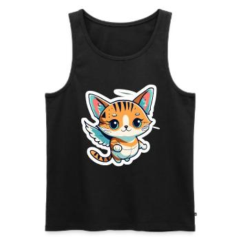 Guardian Angel Cat Spirituality Angel Gift - Men's Premium Organic Tank Top - black - Front - Michal (187cm)