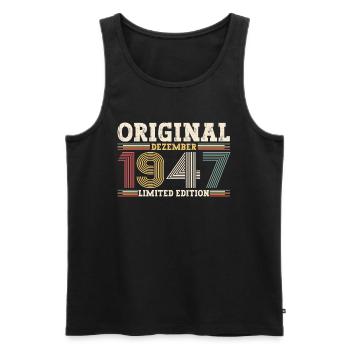 76e anniversaire Original Décembre Né 1947 - Débardeur bio Premium Homme - noir - Devant - Michal (187cm)