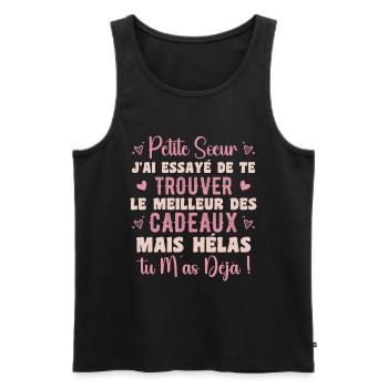 Little Sister Gift Funny Quote - Men's Premium Organic Tank Top - black - Front - AI Model Male 178 light (178cm)