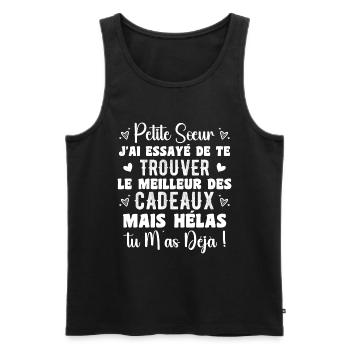 Little Sister Gift Funny Quote - Men's Premium Organic Tank Top - black - Front - AI Model Male 178 light (178cm)