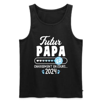 Dad to be 2024 Dad in Progress Pregnancy Announcement - Men's Premium Organic Tank Top - black - Front - AI Model Male 178 light (178cm)