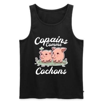 Copains Comme Cochon Citation Homme Meilleur Ami - Débardeur bio Premium Homme - noir - Devant - AI Model Male 178 light (178cm)