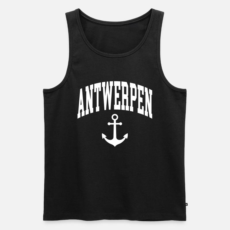 Antwerpen Anker - Männer Premium Bio Tank Top - Schwarz