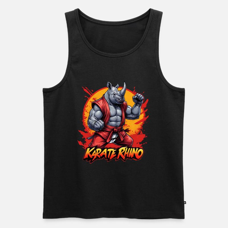Karate Nashorn - Männer Premium Bio Tank Top - Schwarz