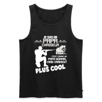 Papa Chasseur le Seul - Débardeur bio Premium Homme - noir - Devant - Michal (187cm)