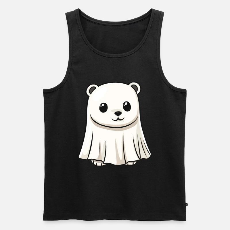 Eisbär Halloween Comic Geist - Männer Premium Bio Tank Top - Schwarz