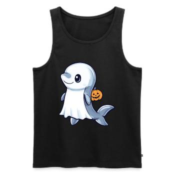 Delfin Halloween Comic Geist - Männer Premium Bio Tank Top - Schwarz - Vorne - Michal (187cm)