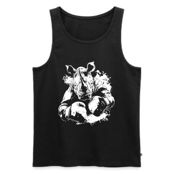 Rhino Boxer Boxe MMA Arts Martiaux - Débardeur bio Premium Homme - noir - Devant - AI Model Male 178 light (178cm)