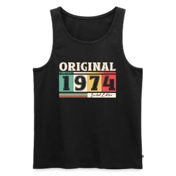 50th Birthday Husband February Vintage 1974 Original - Men's Premium Organic Tank Top - black - Front - Michal (187cm)