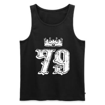 79 Zahl Krone - Männer Premium Bio Tank Top - Schwarz - Vorne - Michal (187cm)