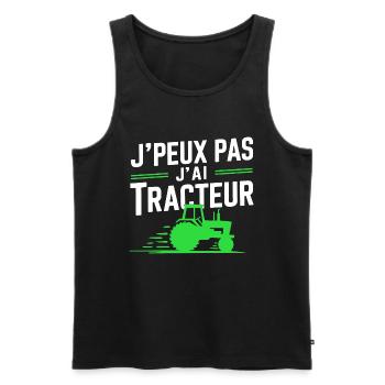 I can't I have Tractor (Green) - Men's Premium Organic Tank Top - black - Front - AI Model Male 178 light (178cm)