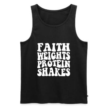 Faith Weights Protein Shakes - Männer Premium Bio Tank Top - Schwarz - Vorne - AI Model Male 178 light (178cm)