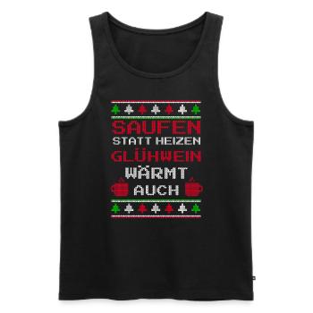 Glühwein saufen Ugly Christmas Glühweintasse - Männer Premium Bio Tank Top - Schwarz - Vorne - Michal (187cm)