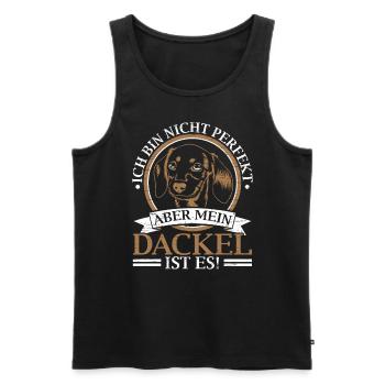 Mein Dackel Ist Perfekt Rauhaardackel - Männer Premium Bio Tank Top - Schwarz - Vorne - Michal (187cm)