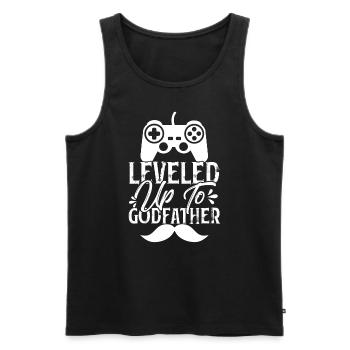 Monter de niveau jusqu’au parrain - Débardeur bio Premium Homme - noir - Devant - AI Model Male 178 light (178cm)