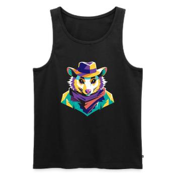 Cowboy Possum Opossum Pop Art Style - Débardeur bio Premium Homme - noir - Devant - Michal (187cm)