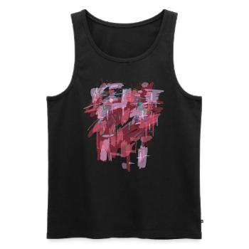 Red background - Men's Premium Organic Tank Top - black - Front - AI Model Male 178 light (178cm)