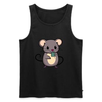 MAUS RATTE NAGER TEEBEUTEL HAUSTIER KATZE NIEDLICH - Männer Premium Bio Tank Top - Schwarz - Vorne - AI Model Male 178 light (178cm)