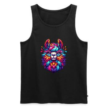ALPACA CONFETTI COLORFUL VARIEGATED RAINBOW WOOL - Men's Premium Organic Tank Top - black - Front - AI Model Male 178 light (178cm)
