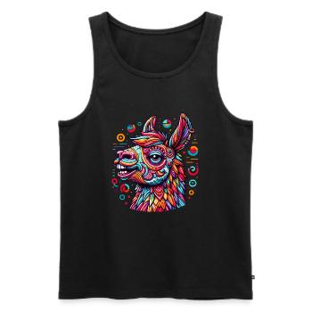 ALPACA HIPPIE TATTOO COLORFUL COLORFUL RAINBOW - Men's Premium Organic Tank Top - black - Front - AI Model Male 178 light (178cm)