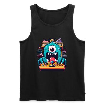 ARCADE SPIELAUTOMAT CASINO JOYSTICK MONSTER CRAZY - Männer Premium Bio Tank Top - Schwarz - Vorne - AI Model Male 178 light (178cm)